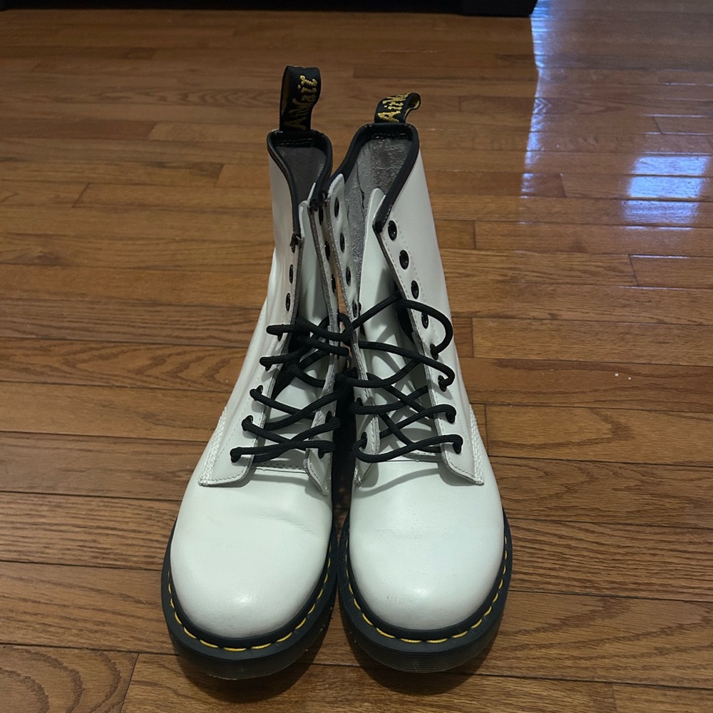 Dr. Martens White Lace Up Boots